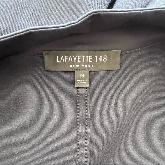 Lafayette 148 New York V-Neck Shirtdress Navy Blue - Picture 12 of 12